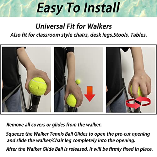 Pre-Cut Tennis Balls for Walkers - Yellow Walker Glides for Seniors