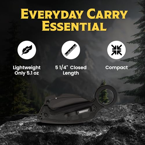 Black Karambit Folding Knife with G10 Handle 2.25" D2 Steel Blade - EDC Tactical Knife