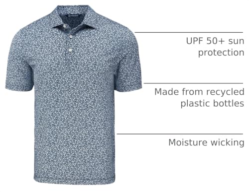 Cutter & Buck Pike Eco Flora Print Recycled Men's Big & Tall Polo - X-Large Tall Navy Blue