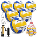 Soft Waterproof Volleyball Size 5 - Yellow-Blue-White, Includes Pump & Net Bag