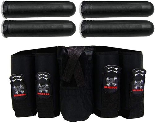 Maddog 4+1 Vertical Paintball Harness - Includes 4 Pods & Pouch for 88ci Tank | Remote Coil Compatible