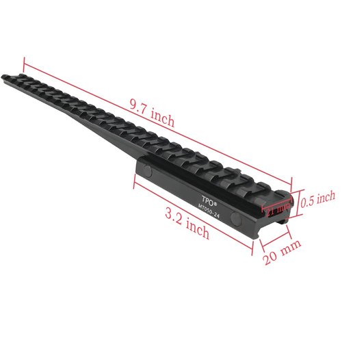 24-Slot Picatinny Rail Riser Mount, 10" Length Flat Top Mount Adapter and Riser (Low - 0.5") (MT050-24)