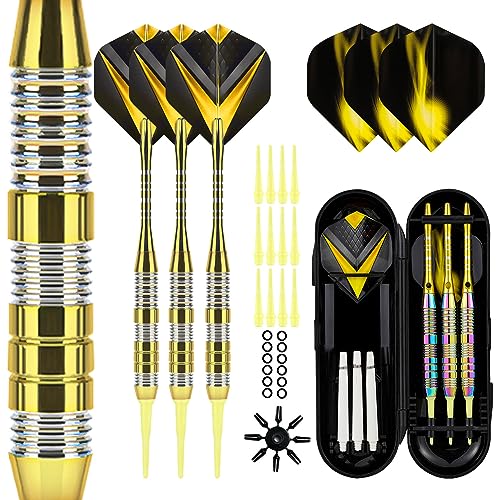 Yellow Soft Tip Darts Set with Aluminum Shafts and Flights - Professional Dart Accessories