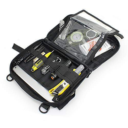 WYNEX Tactical Molle Pouch with Transparent Map Sleeve - Black Upgraded
