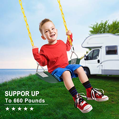 Green Swing Set Seats with 66-Inch Anti-Rust Chains - Pack of 2