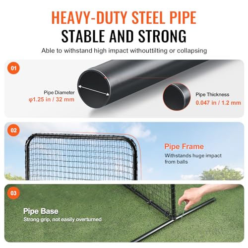 7x7 ft Baseball & Softball Pitching Net with Steel Frame, Double-Sided Mesh & Carry Bag