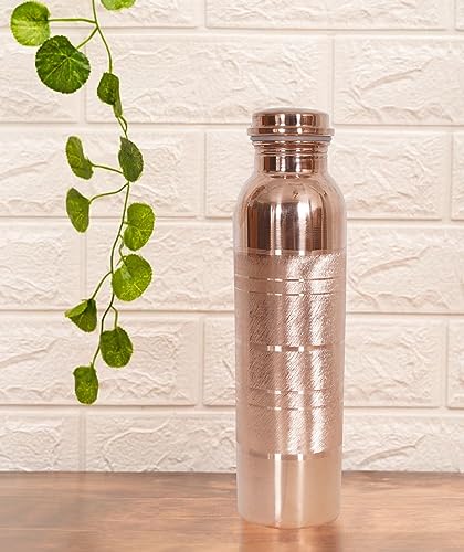 Copper Water Bottle 34 Oz Leak Proof with Pitambari Powder - Pure Copper Bottle