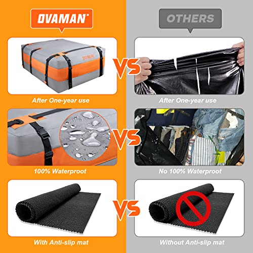 OVAMAN 20 Cubic Feet Waterproof Car Roof Cargo Bag Heavy Duty SUV Roof Rack