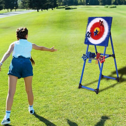 Stiatu Axe Throwing Game Set with 16 Axes & Stars for Backyard Outdoor Fun