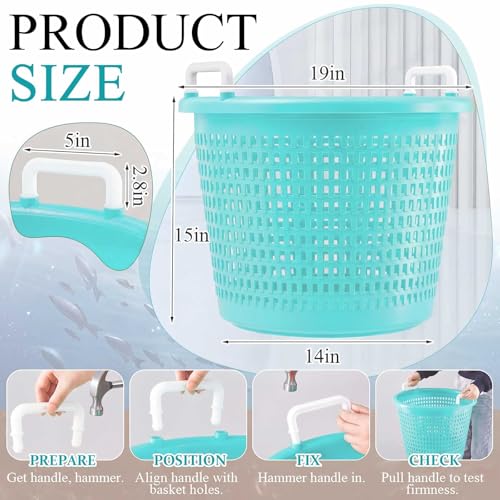 Burbell Heavy Duty Fish Basket 100 lb Capacity - Blue, 19" x 15" Outdoor Seafood Storage