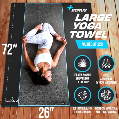 Sensu 6' x 4' x 9mm Extra Thick Yoga Mat Non-Slip for Hot Yoga & Pilates