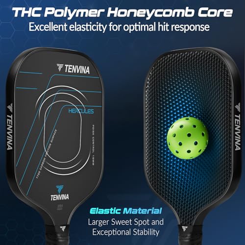 Wider Black Pickleball Paddle - 16mm Carbon Fiber, USAPA Approved, Strong Spin & Power