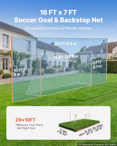 16 x 7FT Soccer Goal with Rebounder & Backstop - Youth Practice Set