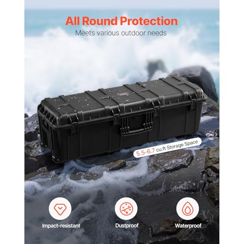 VEVOR Waterproof Hard Case with Pre-Cut Foam - 112x41x34 cm (44 x 16.1 x 13.4 inch) Outdoor Storage
