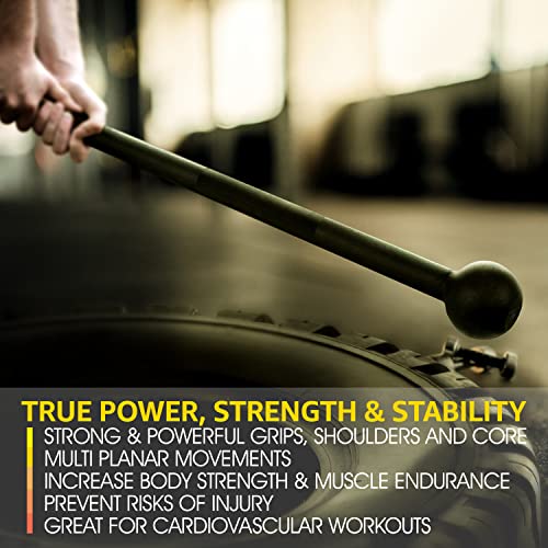 Yes4All 30lb Black Steel Mace Bell for Strength Training, Durable & Non-Slip Grip