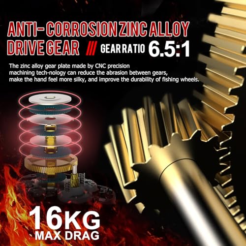 Sougayilang Baitcasting Reel 7.0:1 Gear Ratio, Right Hand 400 Size, Saltwater Power