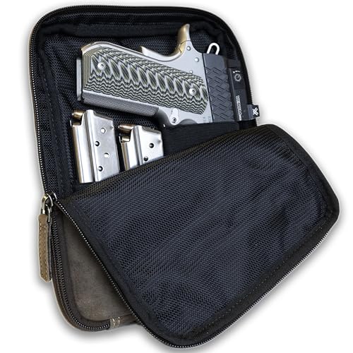Dark Brown UC Leather Concealed Carry Gun Case with Holster & Waist Belt