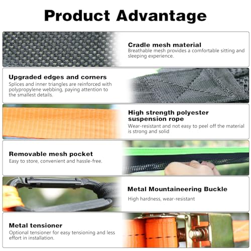 13ft Multi-Person Triangle Camping Hammock with Straps & Storage Bag