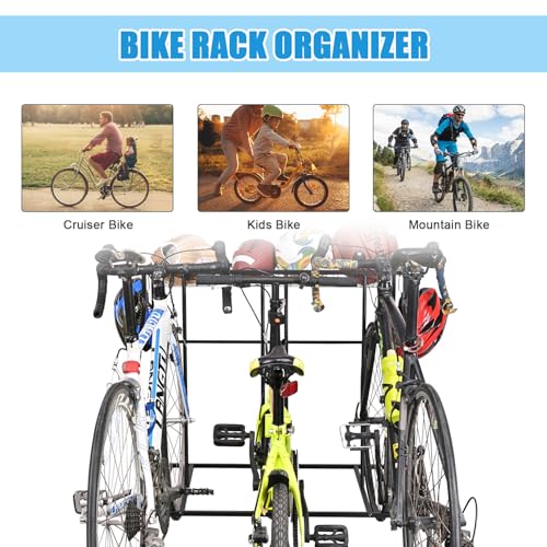 Mythinglogic 3-Bike Garage Storage Rack with Ball Basket & Hooks - Freestanding Bike Organizer