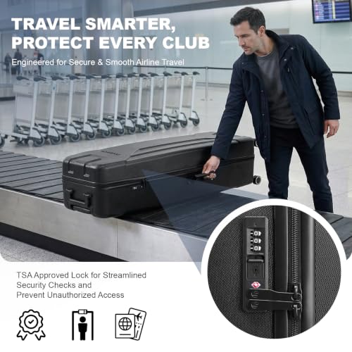 Sturdum Hard Golf Travel Case with TSA Lock & 360° Wheels - Impact-Resistant