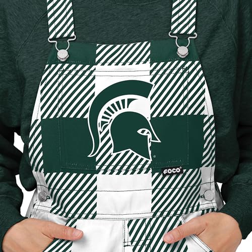 Michigan State Spartans NCAA Women's Logo Bib Overalls - Medium Plaid