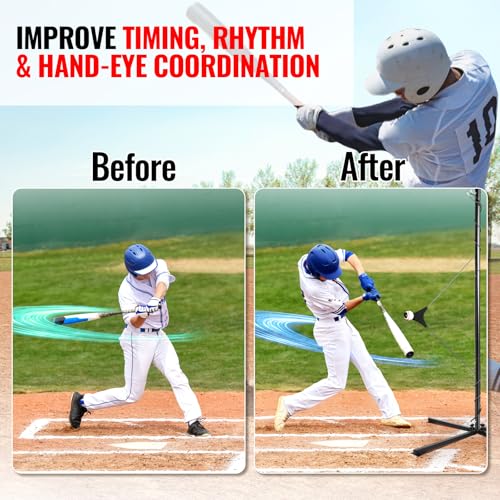 Portable Baseball & Softball Swing Trainer with Auto-Reset & Adjustable Ball Height