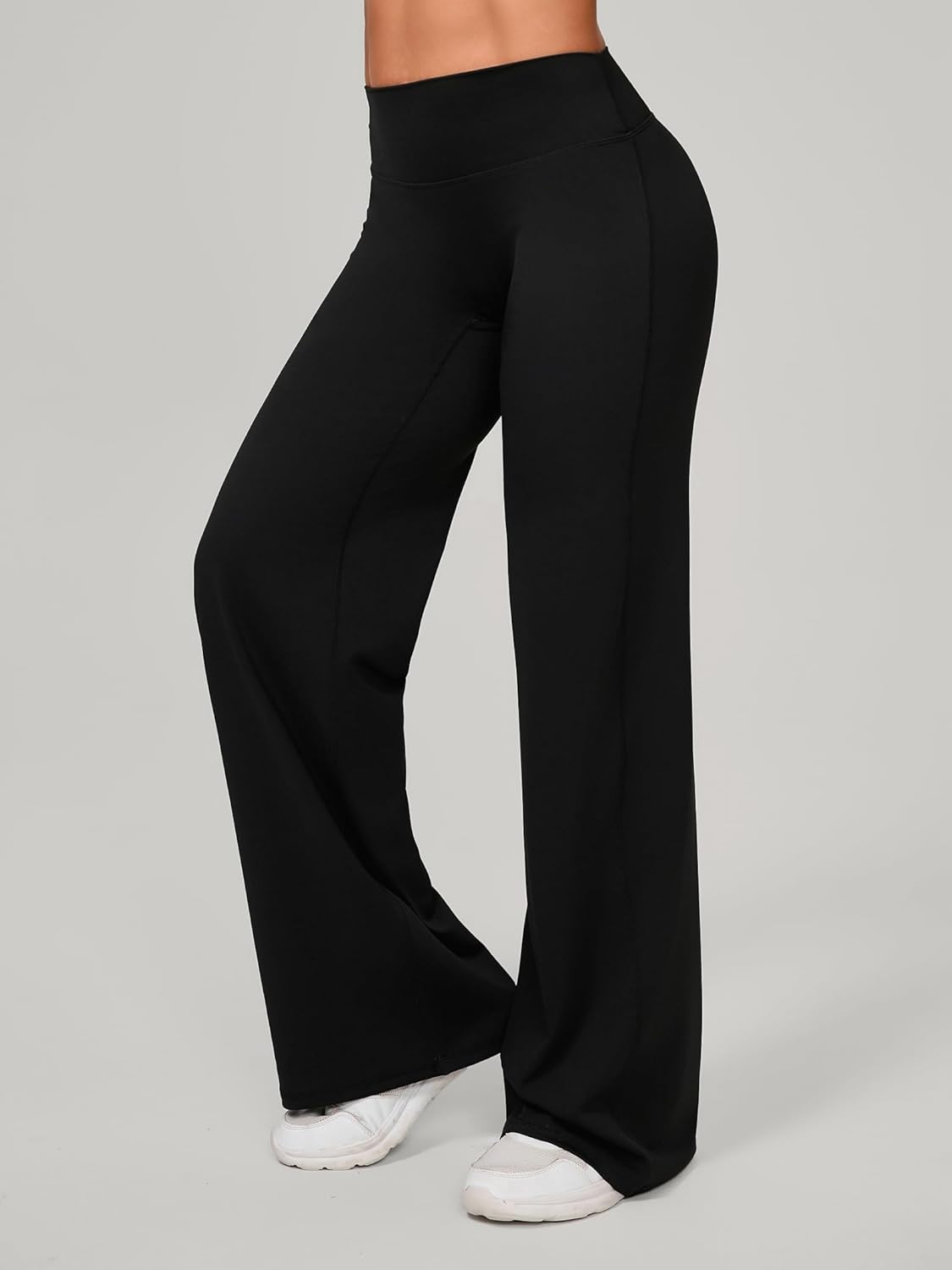 ABOCIW Women's High Waist Straight Leg Leggings - No Front Seam Yoga Pants for Gym & Workout