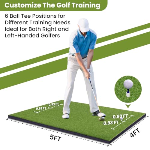 Anygulf 5' x 4' Golf Hitting Mat - XL Professional Practice Turf for Driving & Swinging