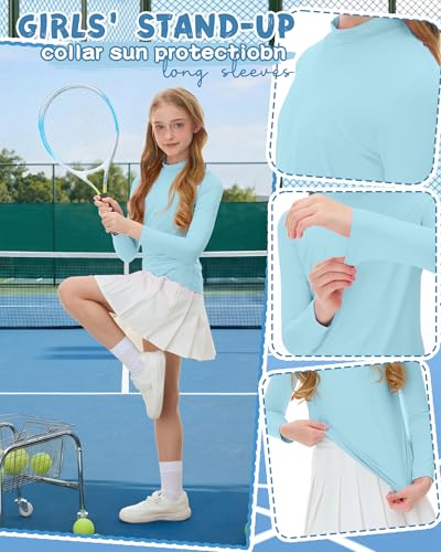Girls Rash Guard Swimwear Shirt 3 Pack - UV Protection, Quick Dry