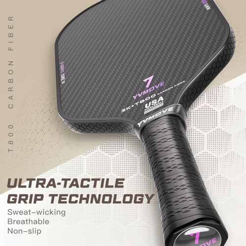 YVMOVE 16mm T800 Carbon Fiber Pickleball Paddle Obsidian USAPA Approved