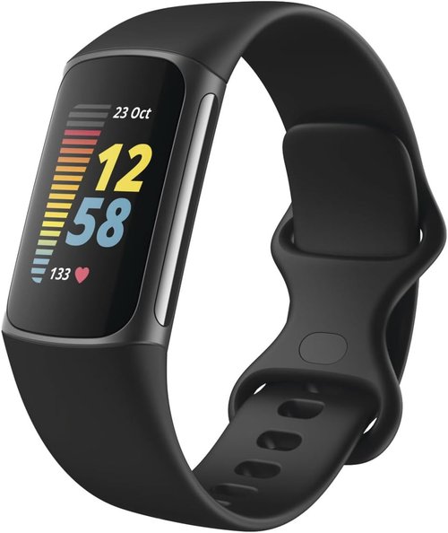 Fitbit Charge 5 Fitness Tracker - Built-In GPS, Stress Management & Sleep Tracking | Black/Graphite, One Size (S & L Bands Included)