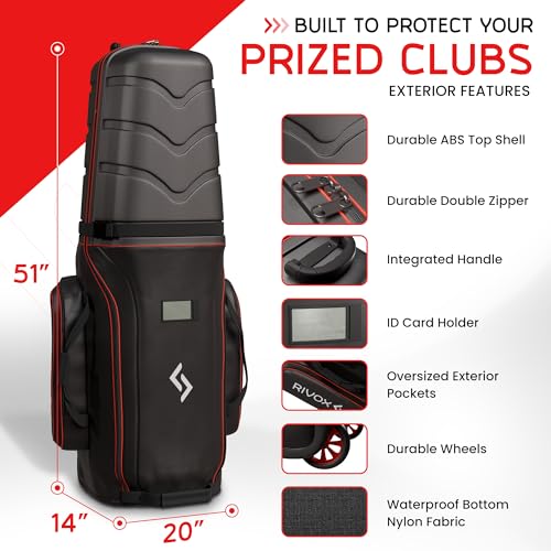 RIVOX Hard Shell Golf Travel Bag with Wheels, TSA Lock & Interior Cushion