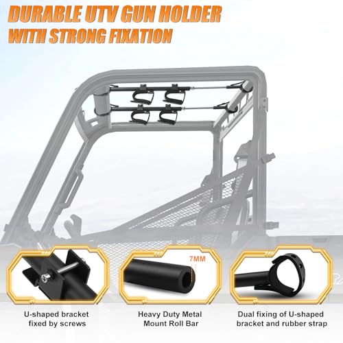UTV Gun Rack Holder Adjustable Overhead Mount for 21-28 Inch Roll Bars