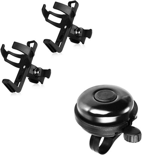 Accmor Bike Bell & Water Bottle Holder Set - Essential Cycling Accessories for Kids & Adults