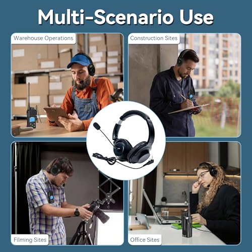 SAMCOM 2-Pack Foldable Overhead Walkie Talkie Headsets with Boom Mic for FPCN10A/30A, Compatible with BF-888S, UV5R Radios