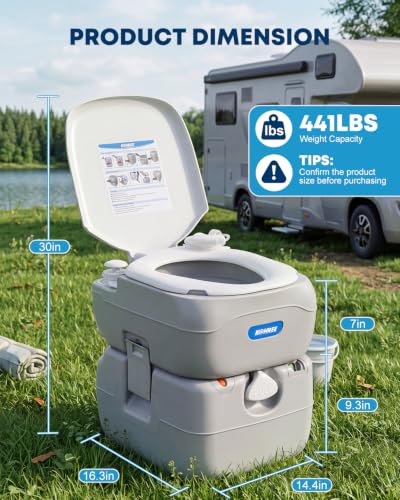 Kohree Portable RV Toilet - Large 5.8 Gallon Camping Porta Potty, Model 5.8 Gal-Standard Large
