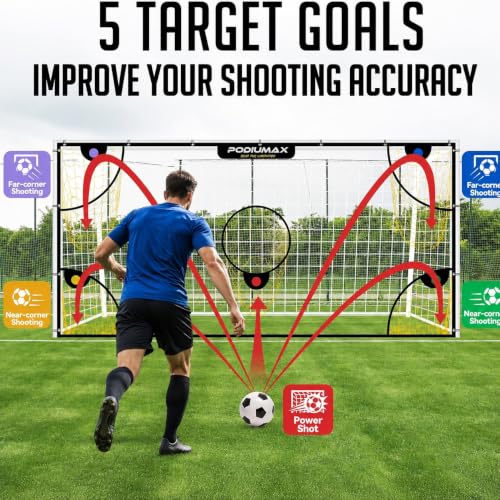 PodiuMax 5-a-side Soccer Goal Target Net with Highlighted Scoring Zones, Weatherproof 12x6ft
