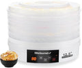 Elite Gourmet Digital Food Dehydrator - 5 BPA-Free Trays, Adjustable Timer & Temperature Control, White