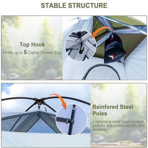 Castle Unicorn Green Camping Shower Tent 7.9 ft Extra Tall Privacy Shelter with Floor