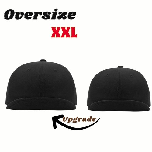 XXL Up-Turn Short Brim Baseball Cap for Men Short Bill Trucker Hat Casual Peaked Cap (US, Alpha, XX-Large, Black)