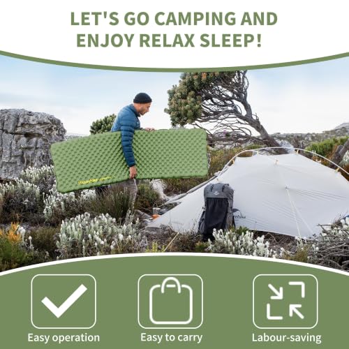 Naturehike Ultralight Insulated Sleeping Pad XL Green - 4.6 R-Value for Cold Weather Camping
