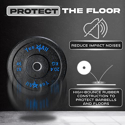 45LB Olympic Rubber Weight Plate - Yes4All 2-Inch Bumper Plate for Strength Training