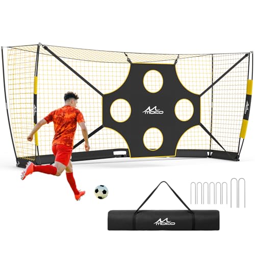 MoKo 12x6 FT Soccer Goal with Yellow Precision Target, Portable Indoor & Outdoor Training Net