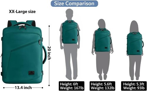 MATEIN Travel Backpack - Large Water Resistant Carry-On | Expandable Lightweight Daypack in Peacock Blue