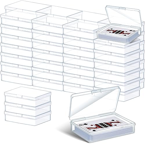 Vicenpal 60 Pcs Clear Playing Card Storage Boxes with Raised Snap - Compact & Durable