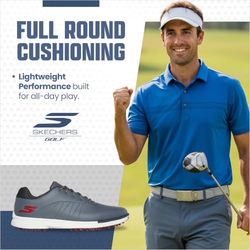 Skechers Men's Tempo Waterproof Golf Shoes 10.5 Wide Gray/Red