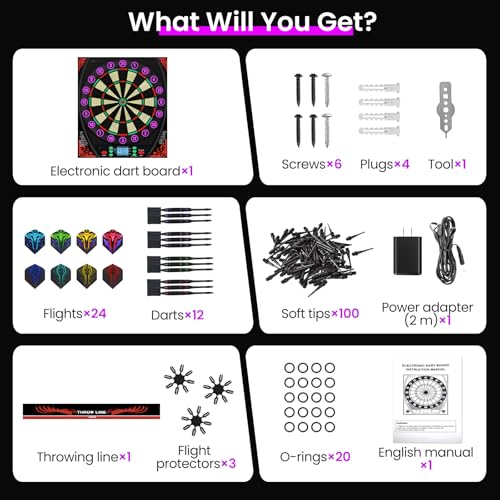 Beige Soft Tip Electronic Dart Board for Adults, 34 Games, Voice & LED Prompts