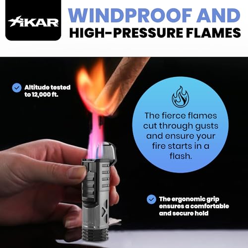 XIKAR Tactical Single-Jet Lighter Gunmetal & Black - Rugged Outdoor Flame
