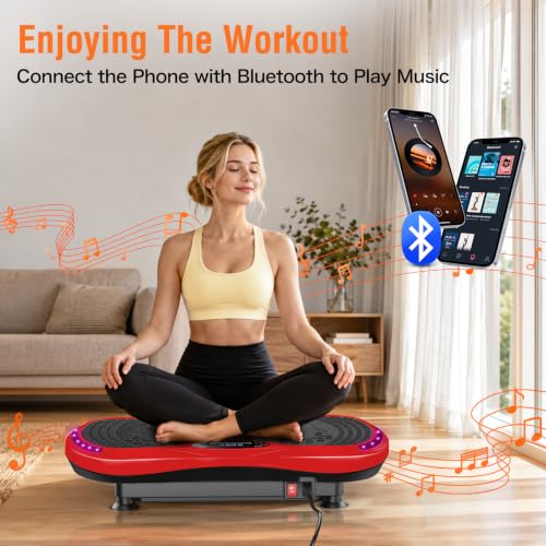 Red Vibration Plate Exercise Machine for Full-Body Fat Loss & Sculpting with Adjustable Speeds