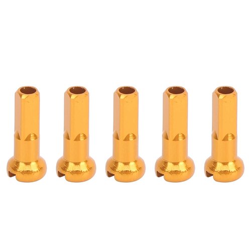 equlup 100Pcs Bike Spoke Nipple, Aluminum Alloy Spoke Cap Cover 14x6mm/0.55x0.24in Cycling Replacement Accessories Set for Inner Diameter 2mm Spokes (Gold)